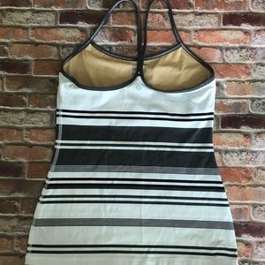 Lululemon Power Y Gray Striped Tank